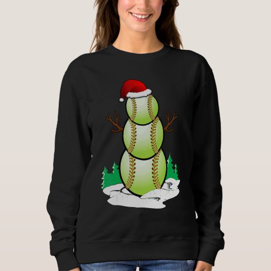 Sweatshirt Snowman Softball Ball Santa Hat Christmas Pajama X (Devant)