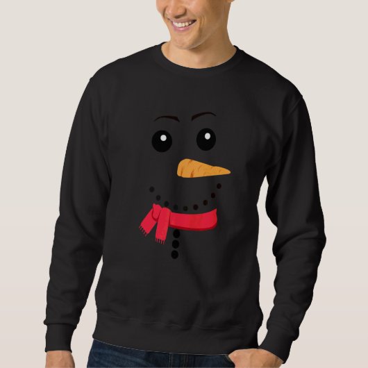Sweatshirt Snowman Visage Carotte Nez Eyebros Écarf Drôle Chr (Devant)
