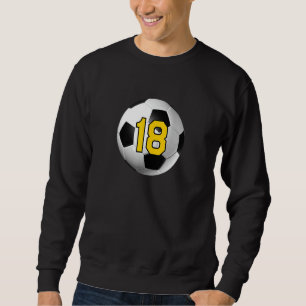 Sweatshirt Soccer Ball Jaune Lucky Jersey Numéro 18 Eigh N