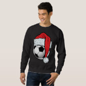 Sweatshirt Soccer Christmas Ball Santa Hat Funny Sport Noël (Devant entier)