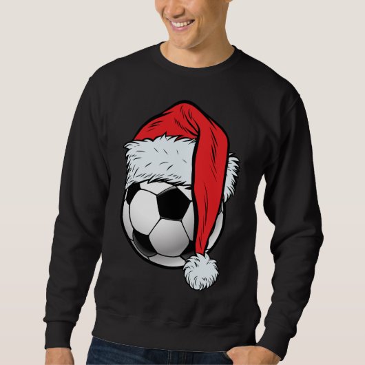 Sweatshirt Soccer Christmas Ball Santa Hat Funny Sport Noël (Devant)