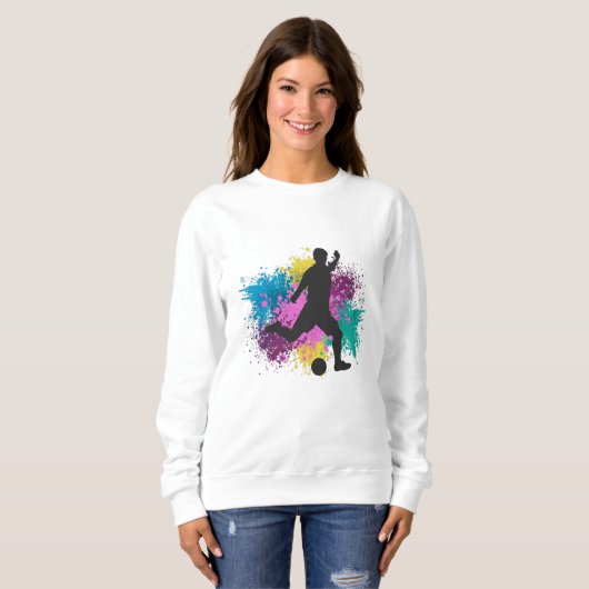 Sweatshirt Soccer Grungy Couleur Splashes (Devant entier)