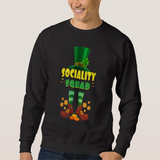 Sweatshirt Sociality Squad Funny Irish St Patrick Day (Devant)