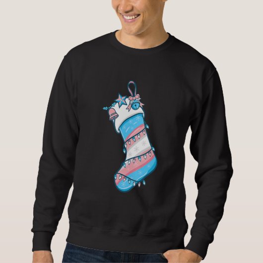 Sweatshirt Sock de Noël Trans Flag Joyeux LGBT Transgenre (Devant)