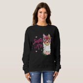 Sweatshirt Soeur Lama Boho Fleurs Coeur rose (Devant entier)