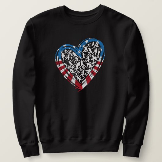 Sweatshirt Softball - American USA Flag Heart (Design devant)