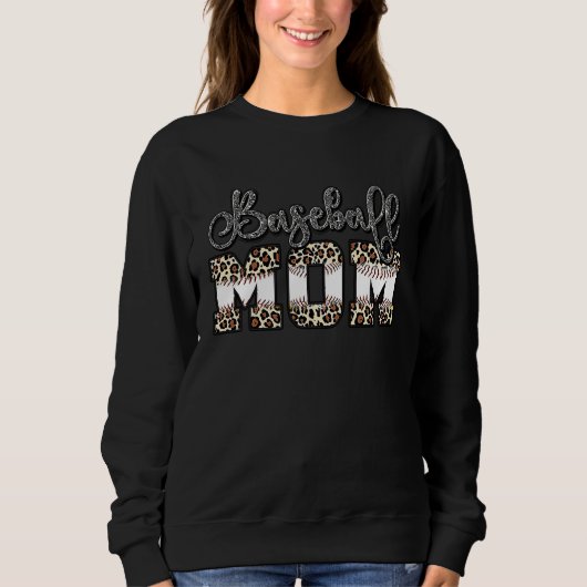 Sweatshirt Softball Baseball Mom Leopard Mother's Day (Devant)