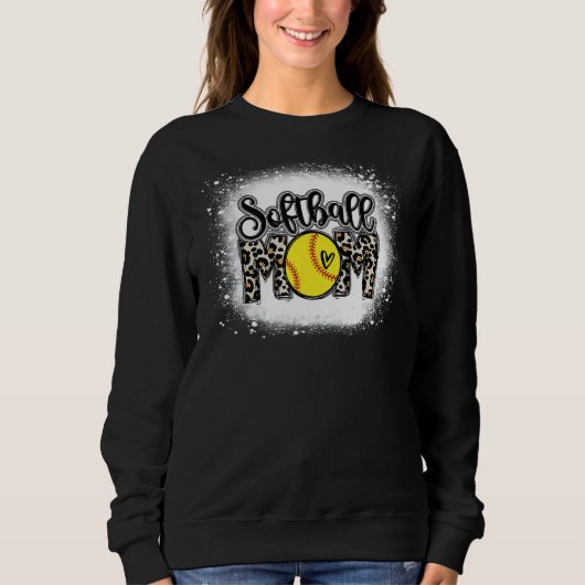 Sweatshirt Softball Maman Empreinte de léopard Bleached Distr (Devant)