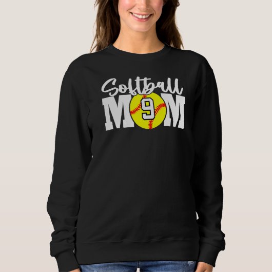 Sweatshirt Softball Mom Numéro 9 (Devant)
