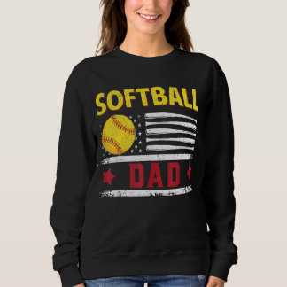 Sweatshirt Softball Papa Américain Drapeau Softball Papa Père