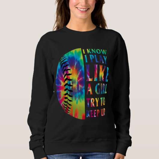 Sweatshirt Softball Pour Filles Softball Tie Dye (Devant)