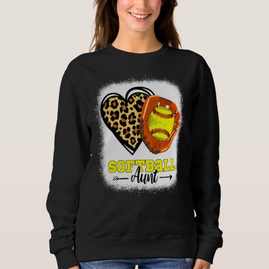 Sweatshirt Softball Tante Léopard Gant Coeur Léopard Bleached (Devant)