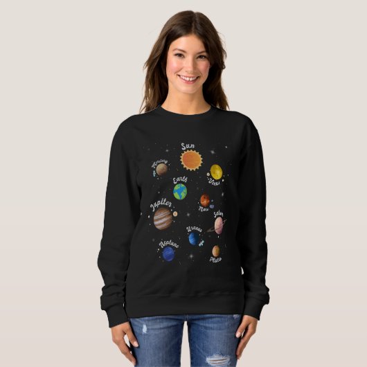 Sweatshirt Solar System Kids Planets Outer Space Knowledge Sc (Devant entier)