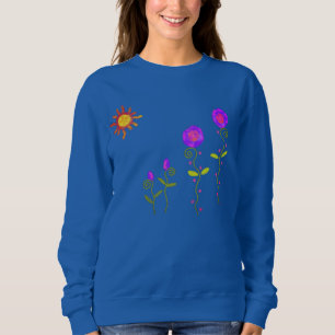 Sweatshirt Soleil avec fleurs Art Abstrait à porter