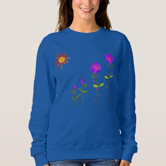 Sweatshirt Soleil avec fleurs Art Abstrait à porter (Devant)