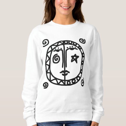 Sweatshirt Soleil et Lune Art Portable Abstrait (Devant)