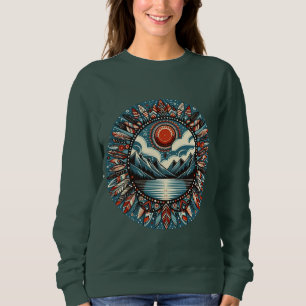 Sweatshirt Soleil rouge amérindien