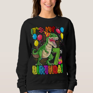 Sweatshirt Son 7ème anniversaire Boy Rex Dinosaur Anniversair