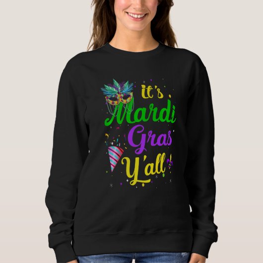 Sweatshirt Son Mardi Gras Yall Funny Mardi Gras Party Mask Co (Devant)