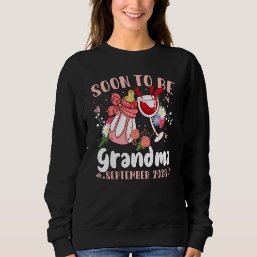 Sweatshirt Soon To Be Grandma September 2023 Grandma First Ti (Devant)