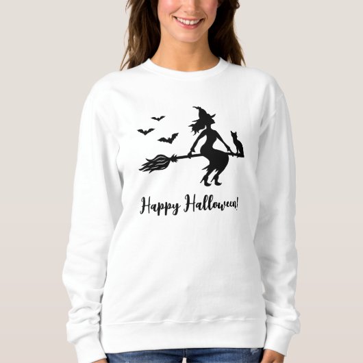 Sweatshirt Sorcière Avec Chat Et Chats Silhouette Joyeux Hall (Devant)