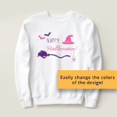 Sweatshirt Sorcière Casquette Et Broom Avec Araignée Et Bats 