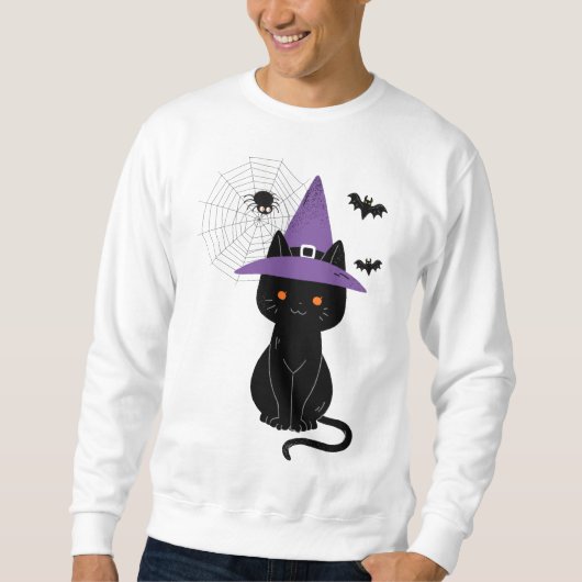 Sweatshirt Sorcière Chat Noir Halloween (Devant)