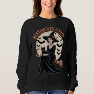 Sweatshirt Sorcière de repos face drôle Halloween sorcière