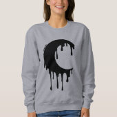 Sweatshirt Sorcière gothique Noir Lune à goutte Silhouette (Devant)