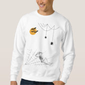 Sweatshirt Sorcière sur la lune avec araignées et squelette (Devant)