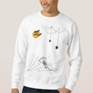 Sweatshirt Sorcière sur la lune avec araignées et squelette