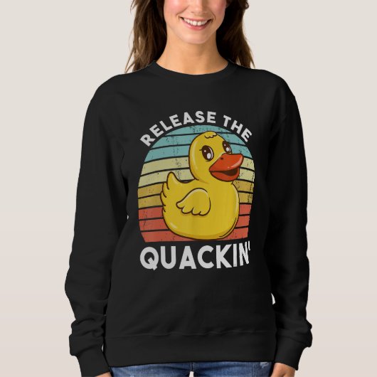 Sweatshirt Sortir Le Quackin Funny Canard Jaune Caoutchouc (Devant)