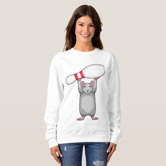 Sweatshirt Souris à Bowling avec épingle de Bowling (Devant entier)