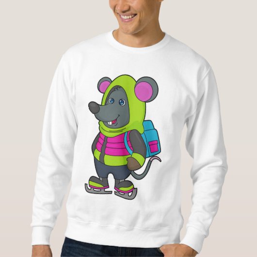 Sweatshirt Souris au patinage sur glace avec patins sur glace (Devant)