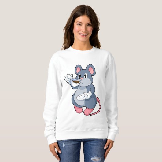 Sweatshirt Souris avec Café Cup (Devant entier)
