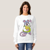Sweatshirt Souris comme enseignant avec livre (Devant entier)