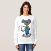 Sweatshirt Souris comme Fisher avec une baguette de pêche (Devant entier)