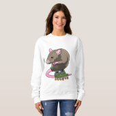 Sweatshirt Souris comme Patinage en ligne avec Patins en lign (Devant entier)