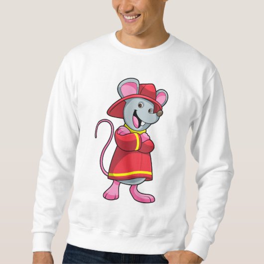 Sweatshirt Souris comme pompier avec casque (Devant)