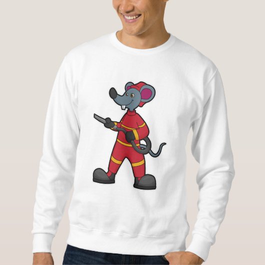 Sweatshirt Souris comme pompier avec tuyau (Devant)