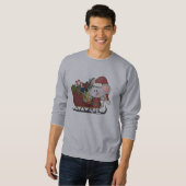 Sweatshirt Souris de Père Noël avec le traîneau (Devant entier)