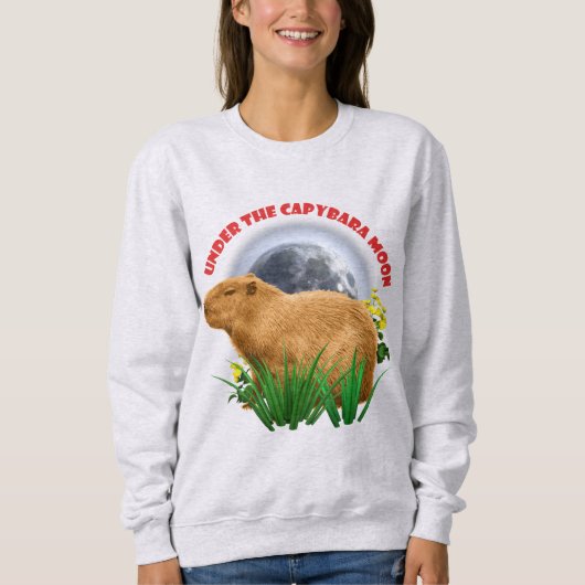 Sweatshirt Sous la Lune du Capybara Animal Mignon (Devant)