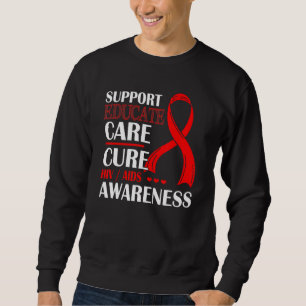 Sweatshirt Soutien Éduquer Soins Cure Rouge Ruban Vih Aids Aw