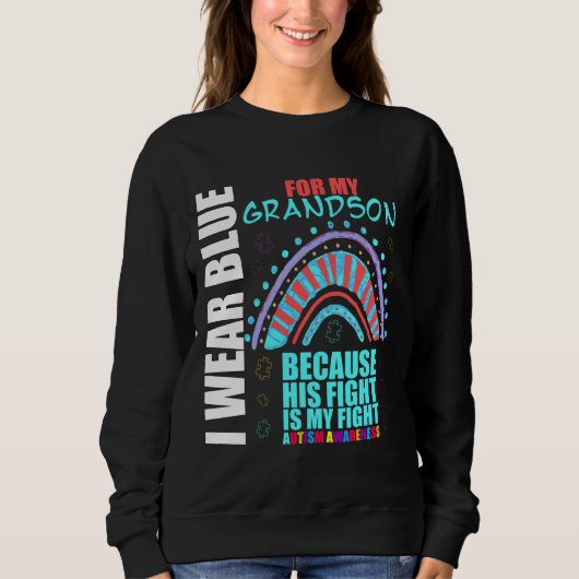 Sweatshirt Soutien Sensibilisation sur l'autisme grand-mère J (Devant)
