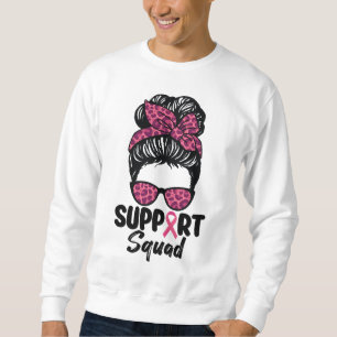 Sweatshirt Soutien Squad Messy Bun Pink Warrior Cancer du sei