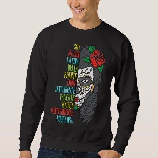 Sweatshirt Soy Mujer Latina Crâne à sucre Cinco De Mayo Espag (Devant)