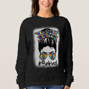 Sweatshirt Soyez Sensibilisation sur l'autisme Messy Bun Girl