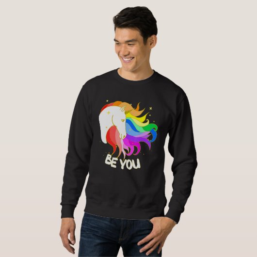 Sweatshirt Soyez Un Unicorne Magique Avec Rainbow Mane (Devant entier)