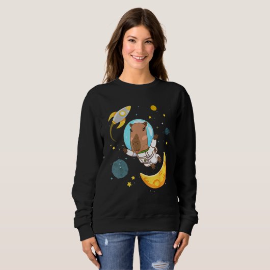 Sweatshirt Space Capybara Cosmonaut Capy Astronaut Planets Sc (Devant entier)
