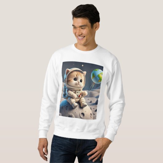 Sweatshirt Space Cat 🚀 🐱 | Explorateur de lune (Devant entier)